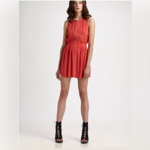 IRO Buena Coral Red Front‎ Zip Sleeveless Mini Dress